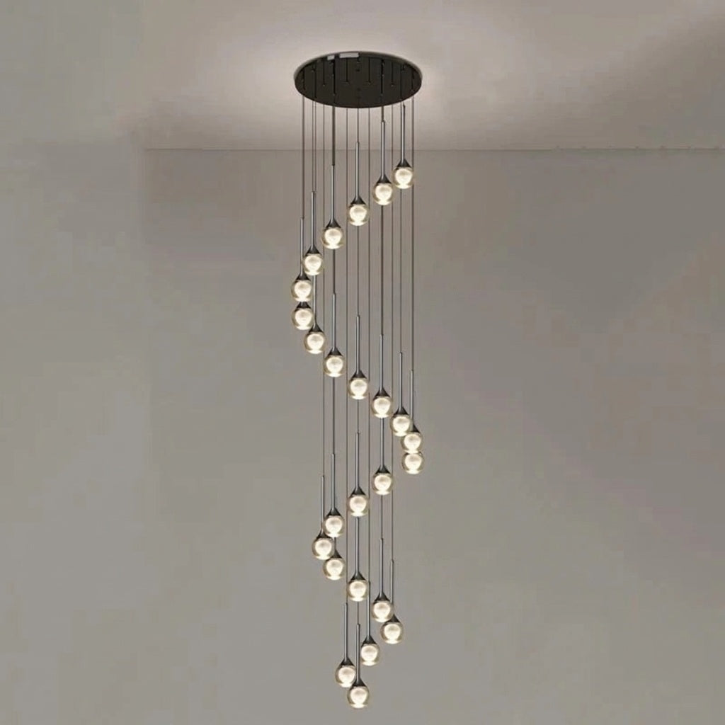 Lustre plafond haut | Goutte d'eau en cascade 25 / DIMMABLE AVEC TÉLÉCOMMANDE