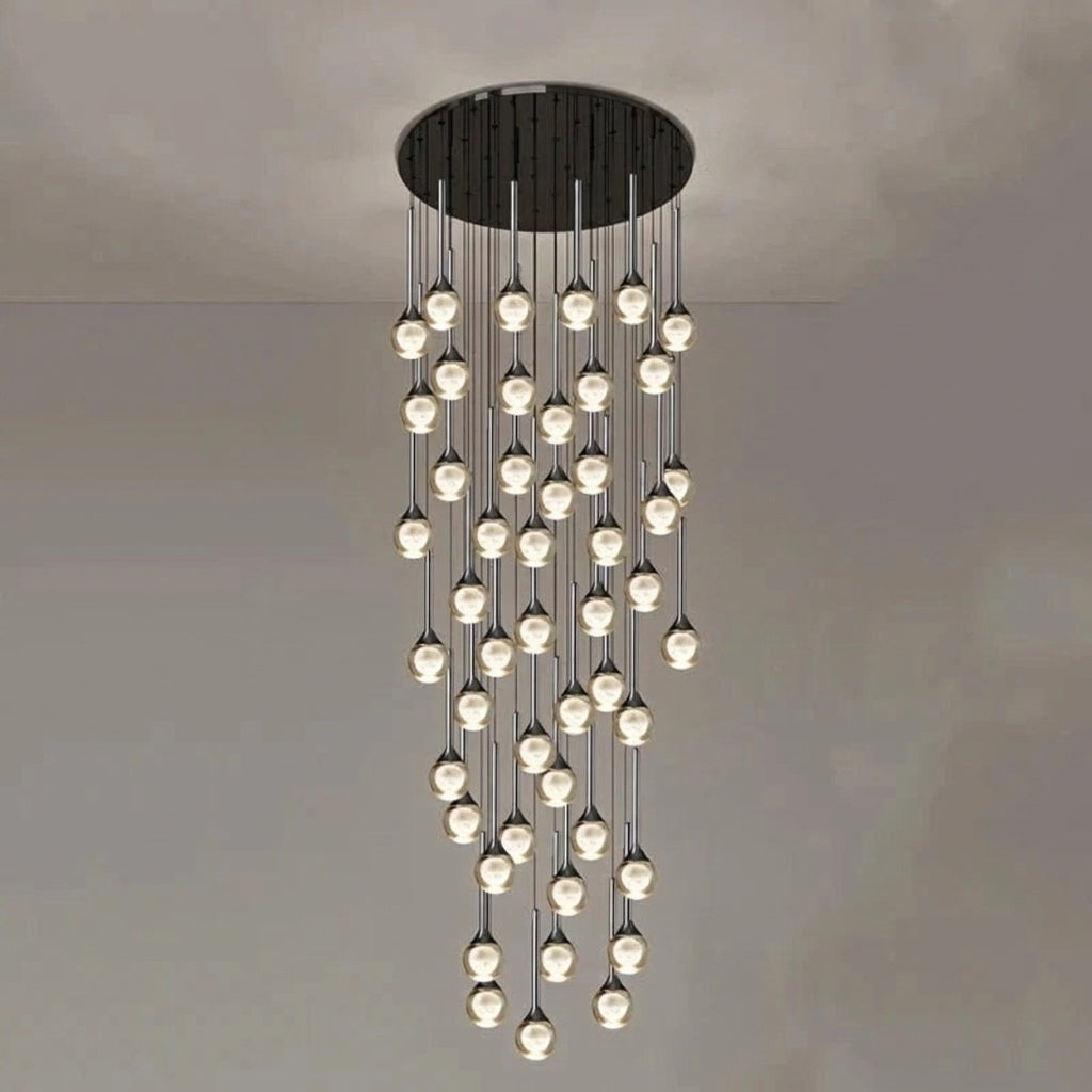 Lustre plafond haut | Goutte d'eau en cascade 48 / DIMMABLE AVEC TÉLÉCOMMANDE