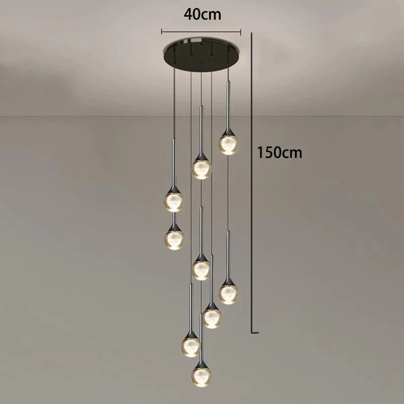 9 heads / Warm White Lustre plafond haut | Goutte d'eau en cascade