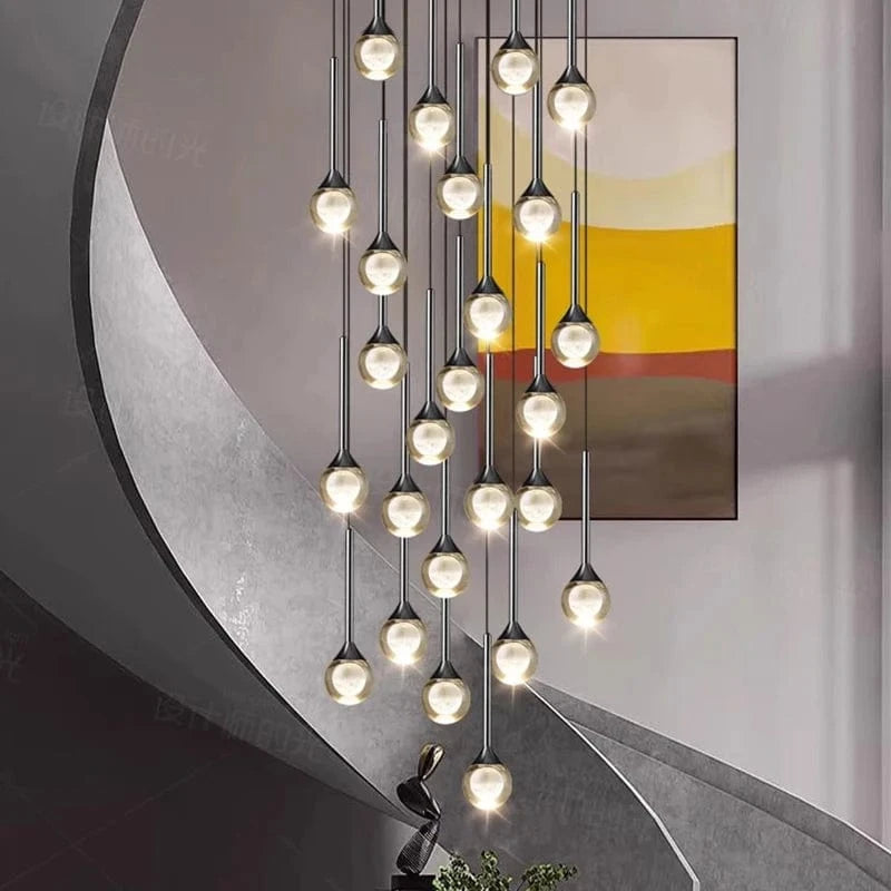 Lustre plafond haut | Goutte d'eau en cascade