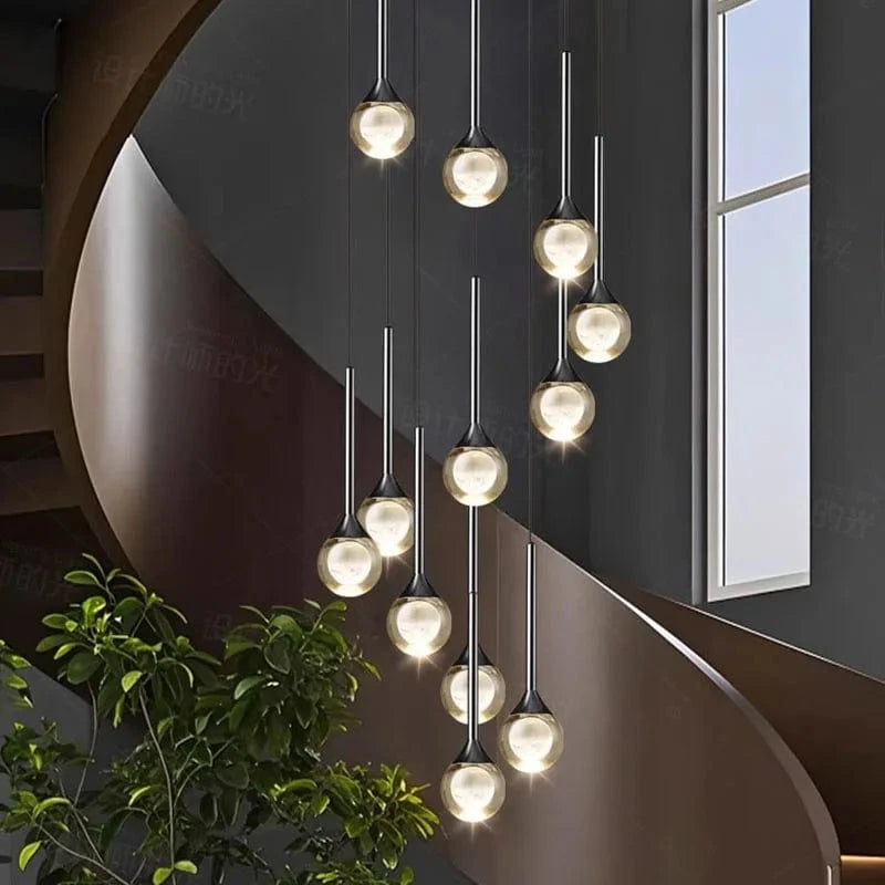 Lustre plafond haut | Goutte d'eau en cascade