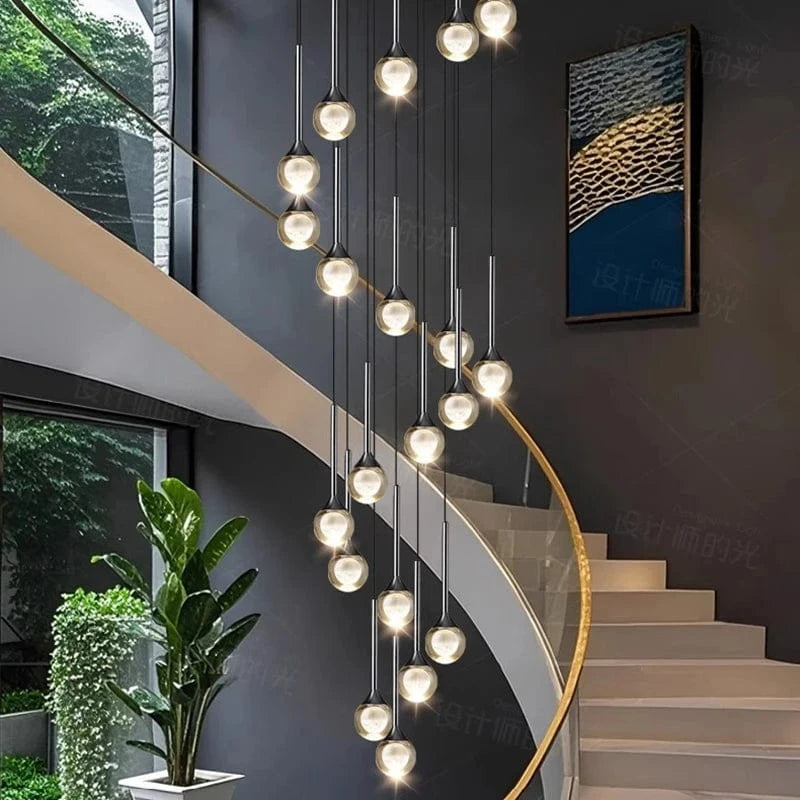 Lustre plafond haut | Goutte d'eau en cascade