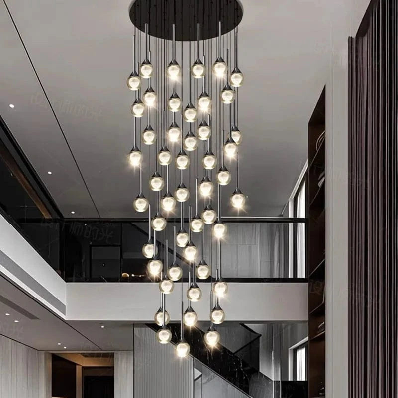 Lustre plafond haut | Goutte d'eau en cascade