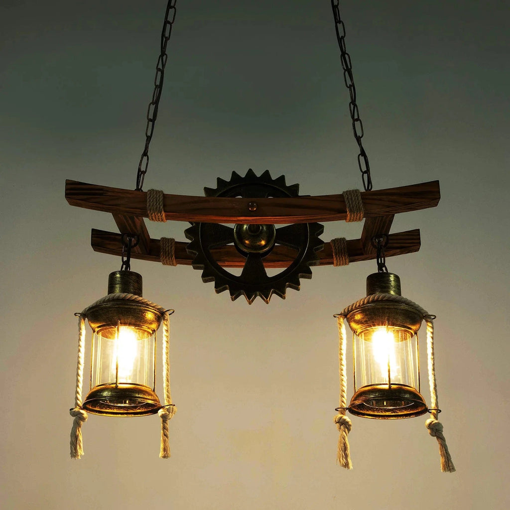 Brown / GERMANY Lustre rétro-industriel 2 têtes