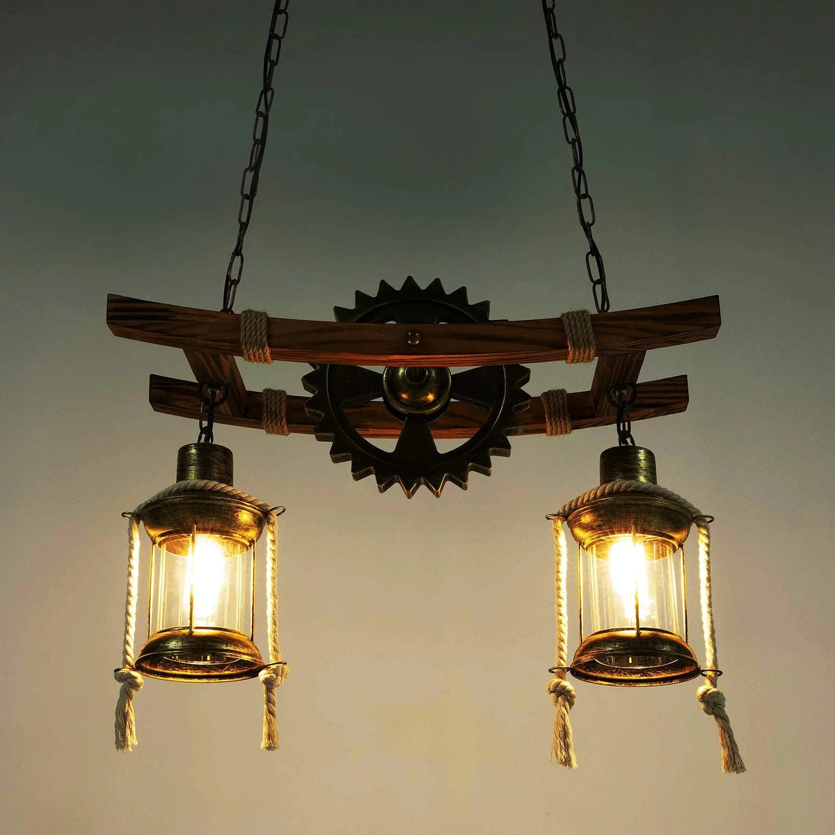 Brown / GERMANY Lustre rétro-industriel 2 têtes