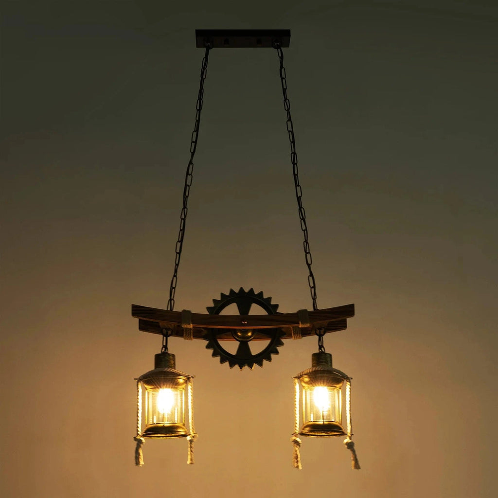 Brown / GERMANY Lustre rétro-industriel 2 têtes