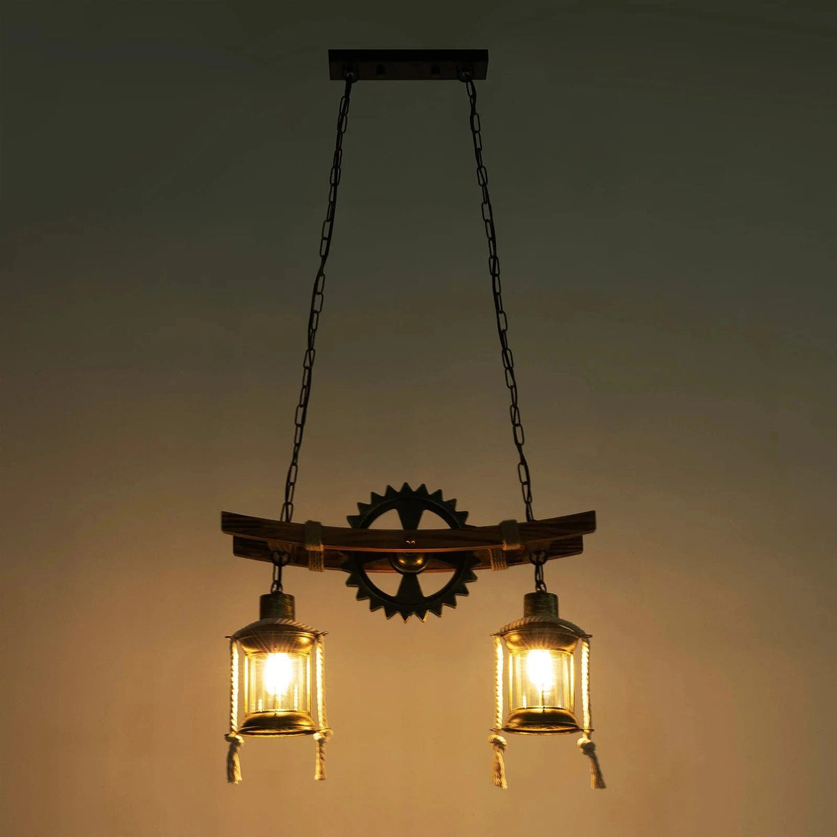 Brown / GERMANY Lustre rétro-industriel 2 têtes