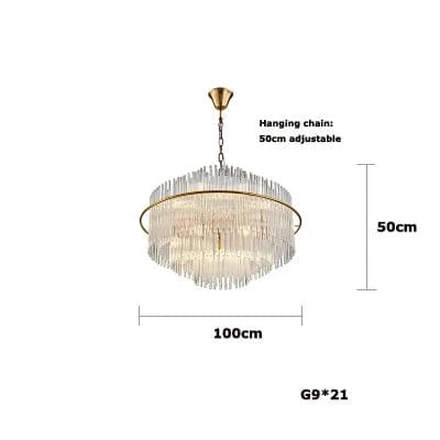 100cm / Black / White light Lustre rond en cristal
