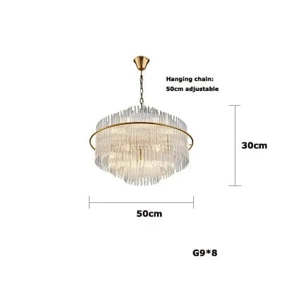 50cm / Black / White light Lustre rond en cristal