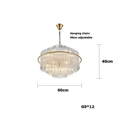 60cm / Black / White light Lustre rond en cristal