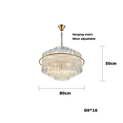 80cm / Black / White light Lustre rond en cristal