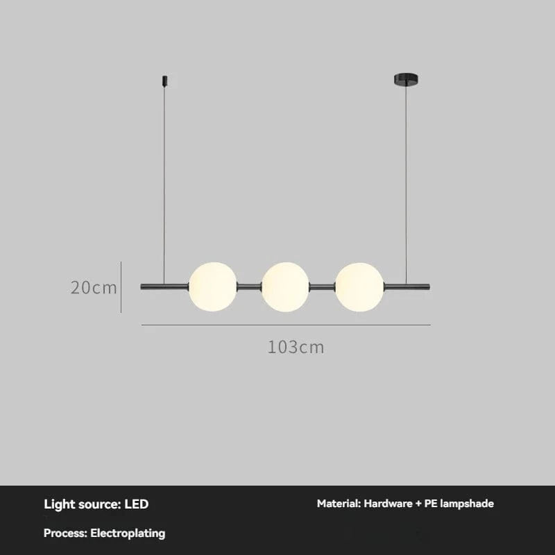 Black L103cm / White light 6000K Lustre suspension barre à boules