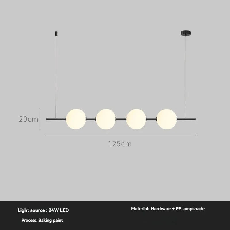Black L125cm / 3colors changeable Lustre suspension barre à boules