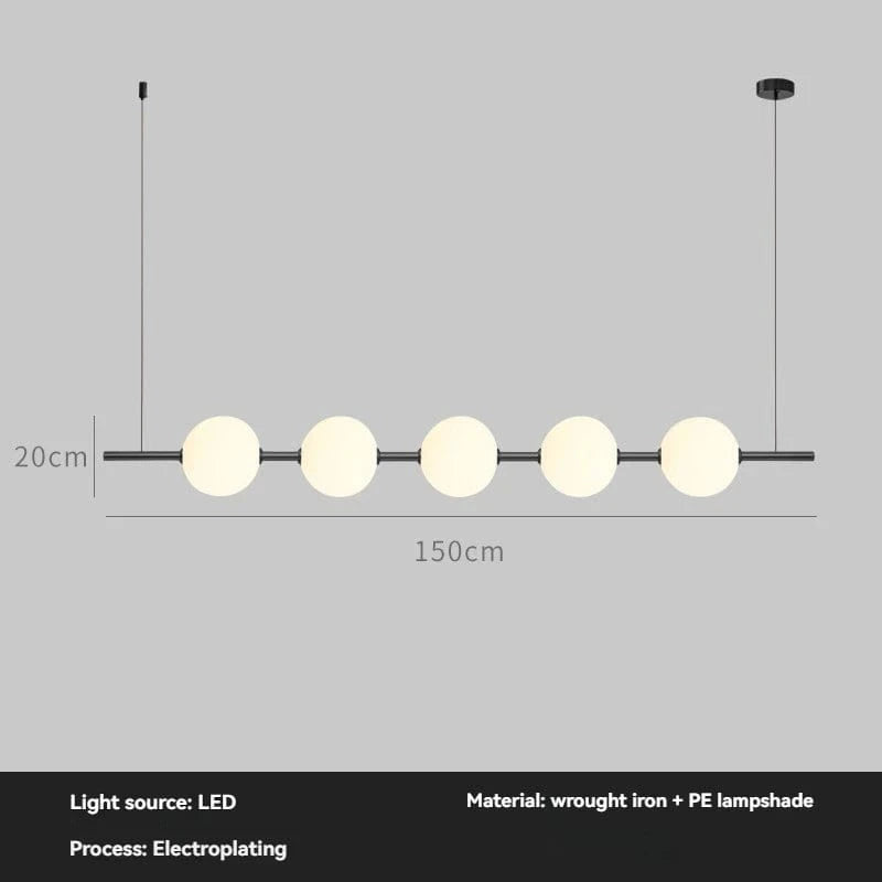 Black L150cm / White light 6000K Lustre suspension barre à boules