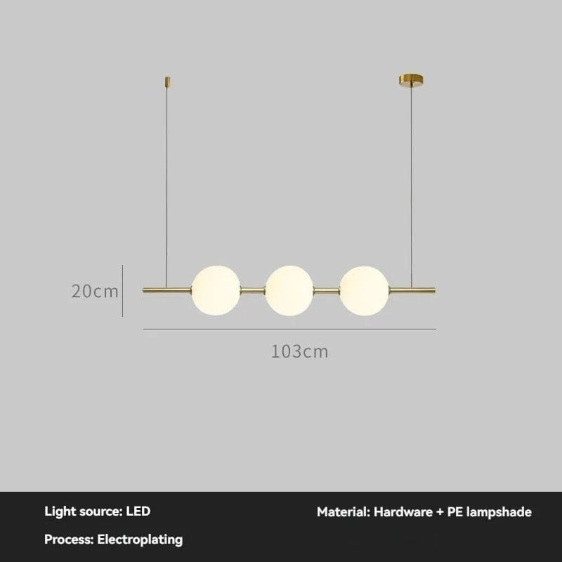Gold L103cm / 3colors changeable Lustre suspension barre à boules