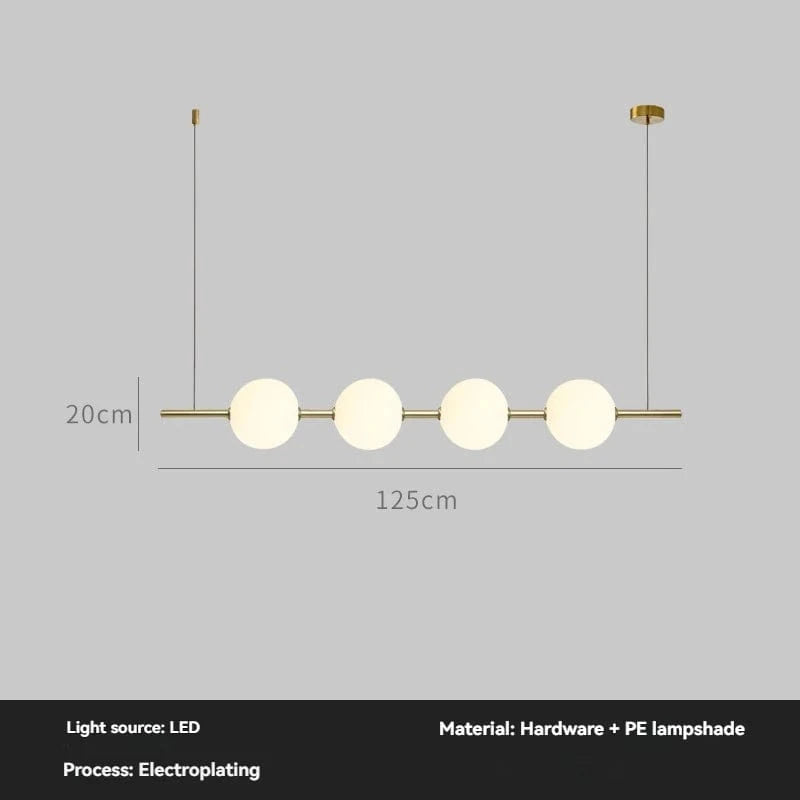 Gold L125cm / White light 6000K Lustre suspension barre à boules
