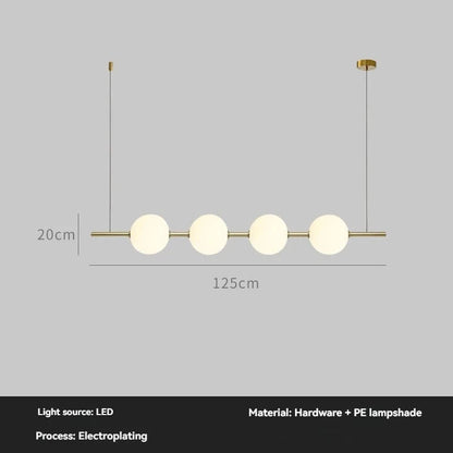 Gold L125cm / White light 6000K Lustre suspension barre à boules
