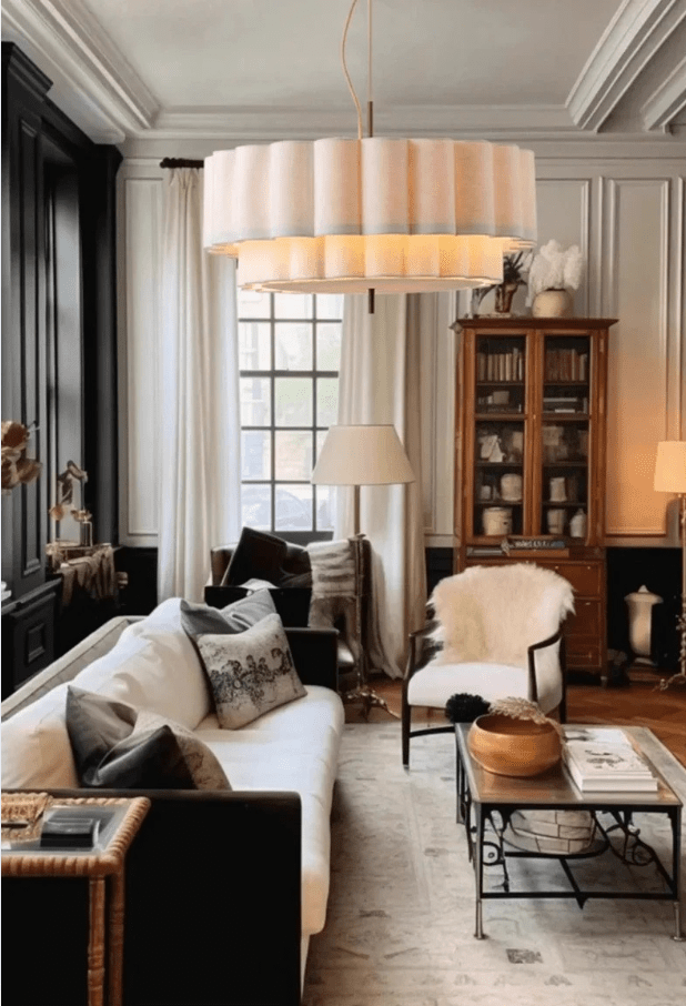 Lustre tissu avec abat-jour