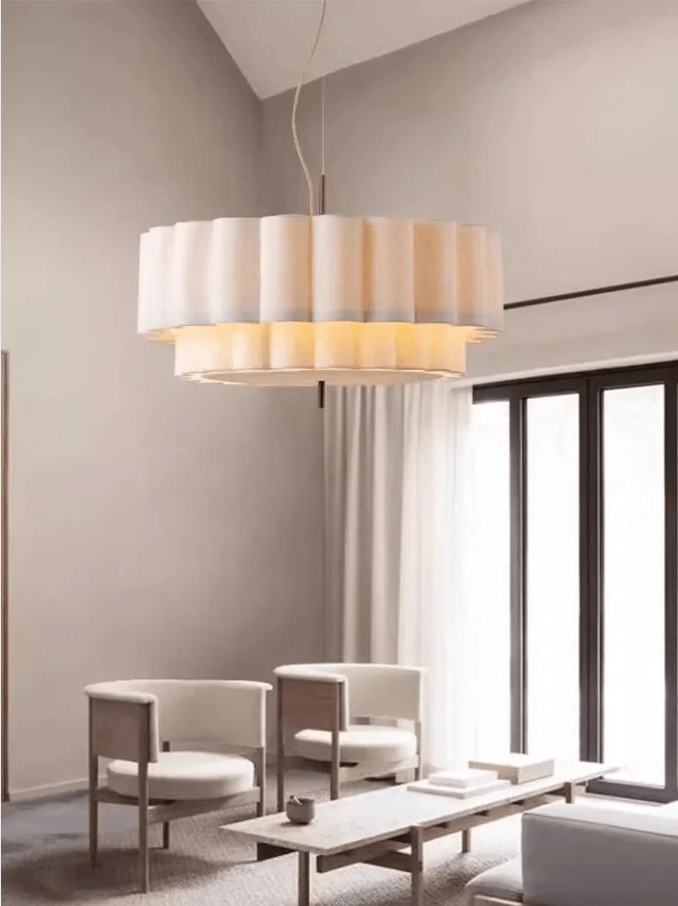 Lustre tissu avec abat-jour