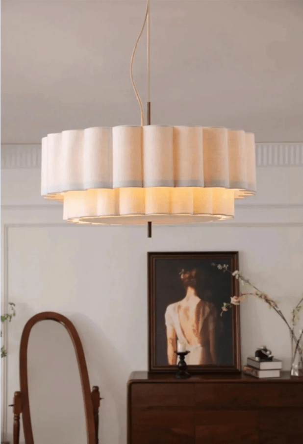 Lustre tissu avec abat-jour