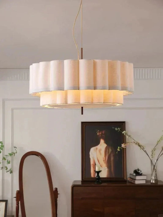 Lustre tissu avec abat-jour