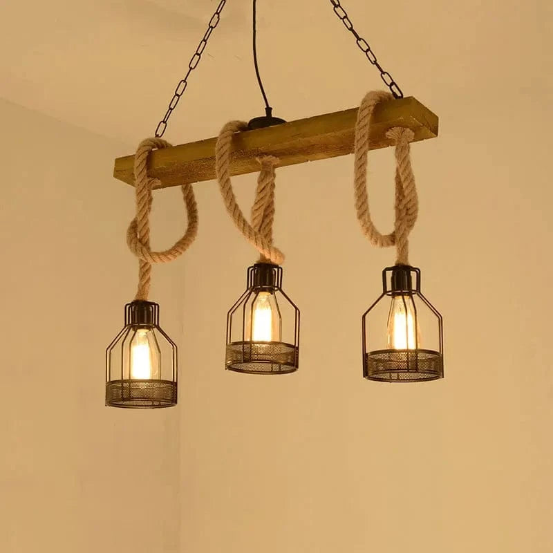 Type A no bulb / CHINA Lustre triple rétro-industriel