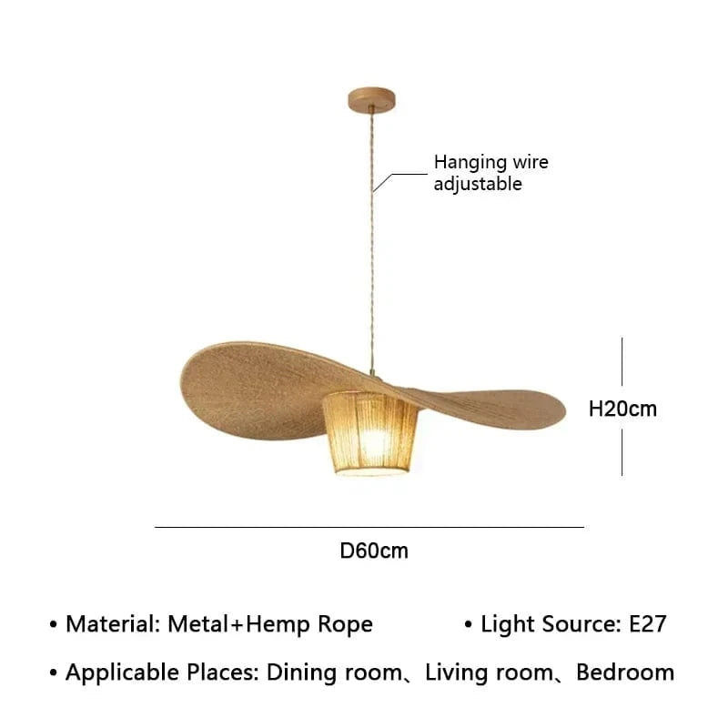 D60cm / White light Lustre vertige en corde de chanvre