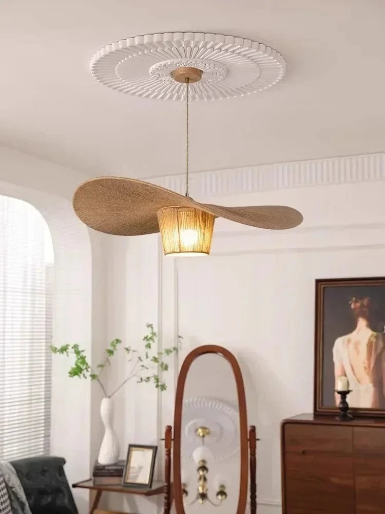 Lustre vertige en corde de chanvre