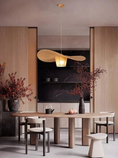Lustre vertige en corde de chanvre