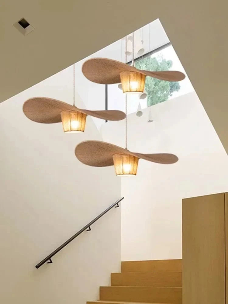 Lustre vertige en corde de chanvre