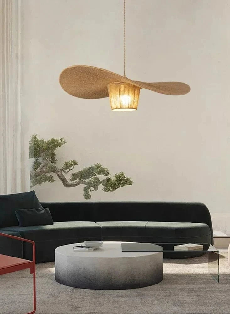 Lustre vertige en corde de chanvre