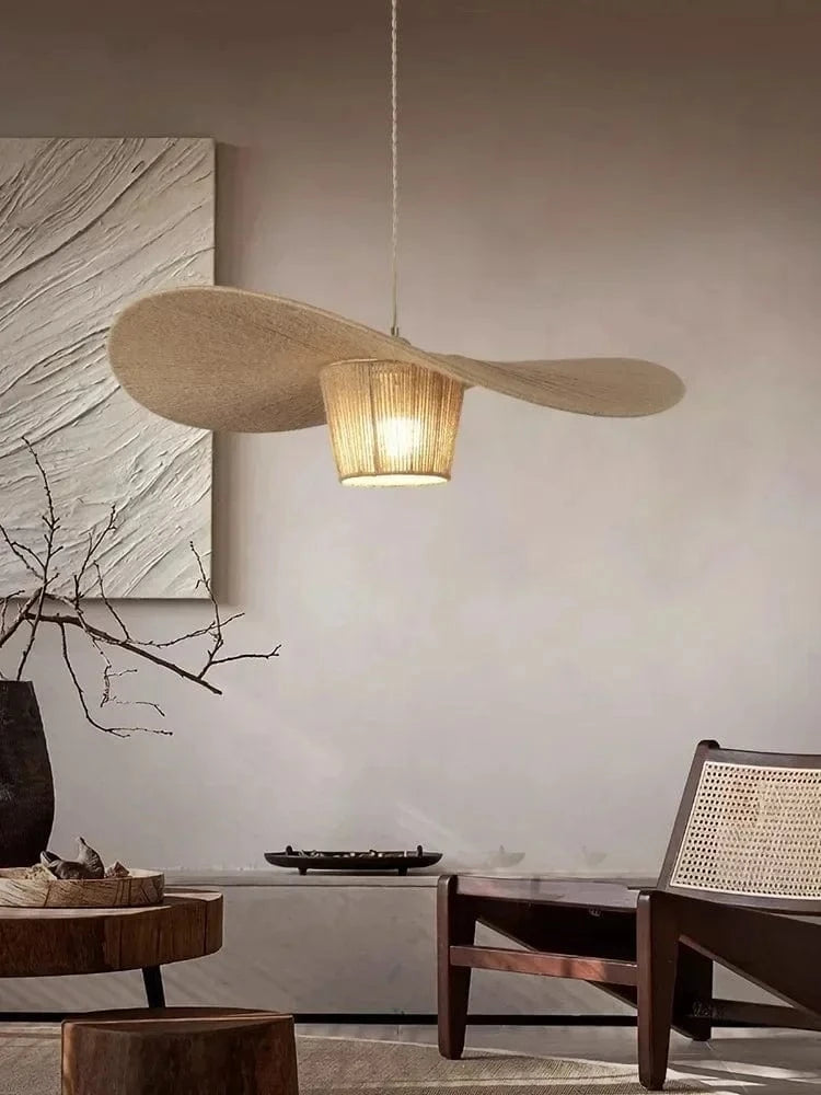 Lustre vertige en corde de chanvre