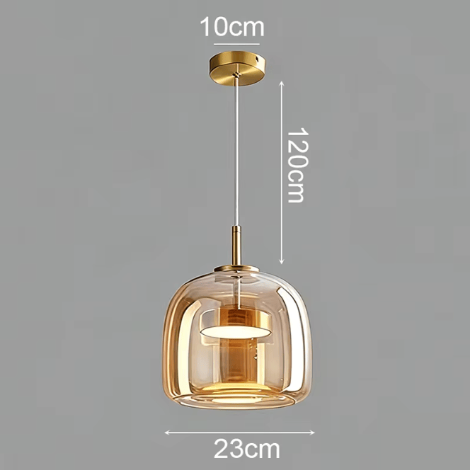 MODÈLE A DIAMÈTRE 23 CM / AMBRÉ / LUMIÈRE BLANCHE Lustres design en verre