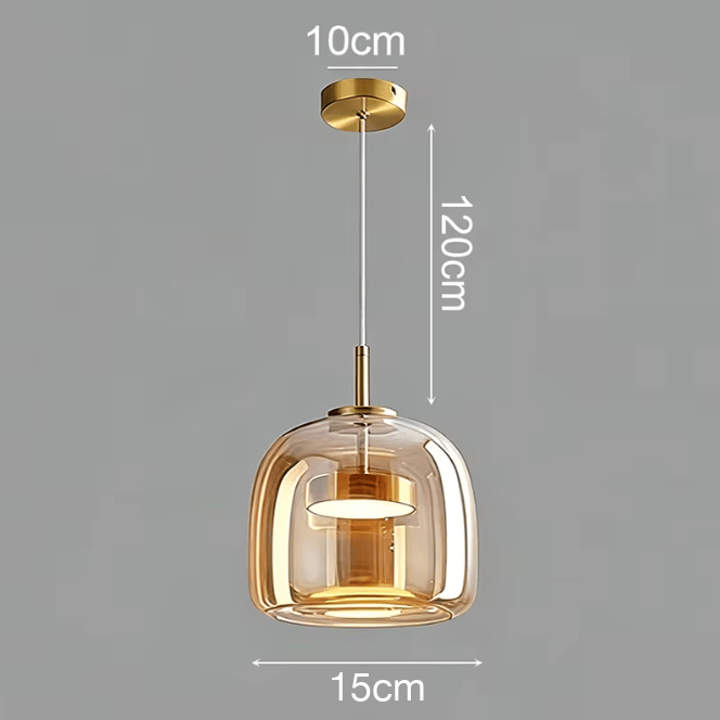 MODÈLE B DIAMÈTRE 15 CM / AMBRÉ / LUMIÈRE BLANCHE Lustres design en verre