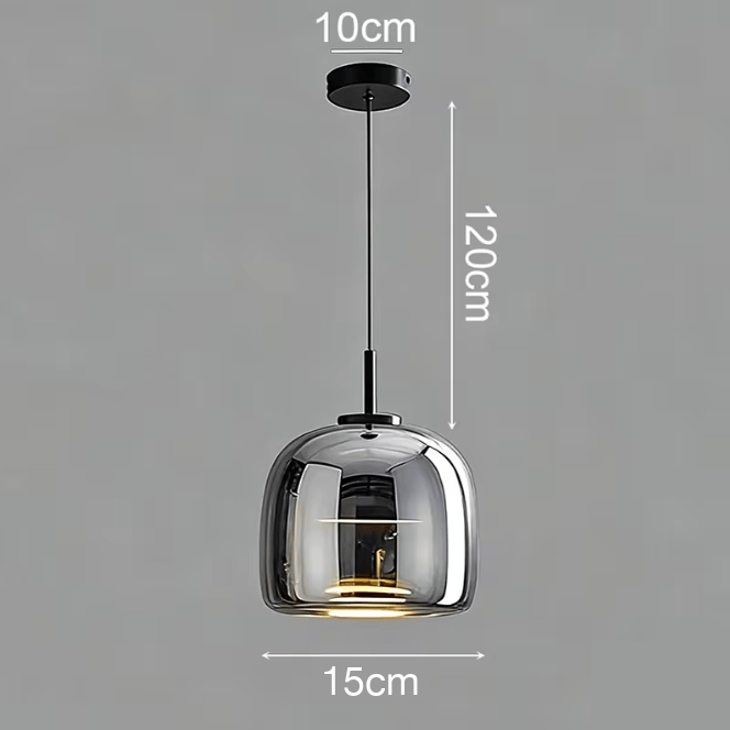 MODÈLE B DIAMÈTRE 15 CM / NOIR / LUMIÈRE BLANCHE Lustres design en verre