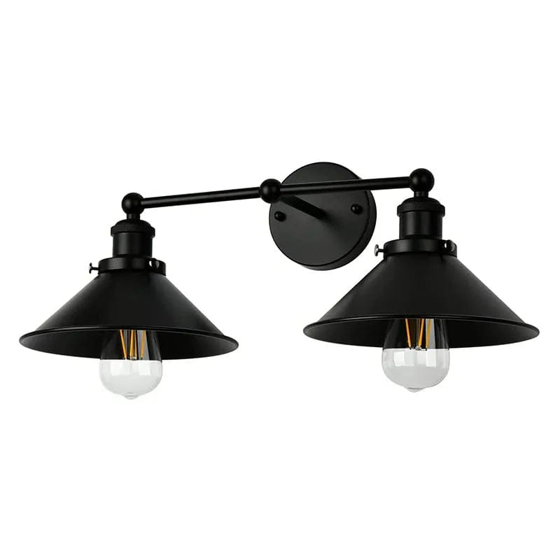 Medium Black / No Bulb Applique murale double industrielle