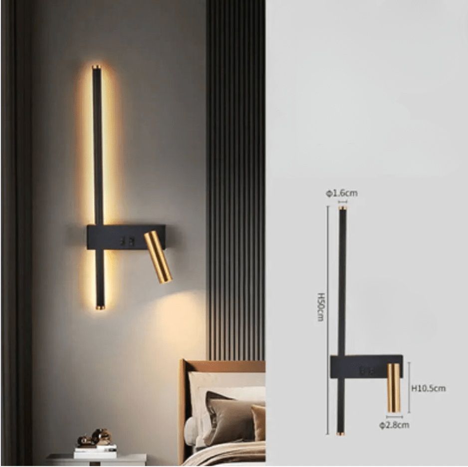 MODÈLE 1 GAUCHE / LUMIÈRE CHAUDE (2700-3500K) / NOIR Liseuse applique murale