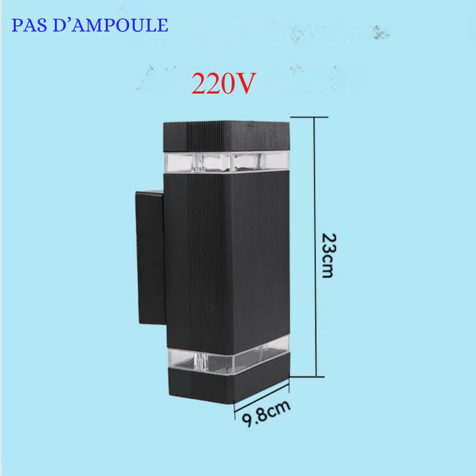 MODÈLE 1: SANS AMPOULE / LUMIÈRE CHAUD (2700-3500K) Applique murale extérieure étanche