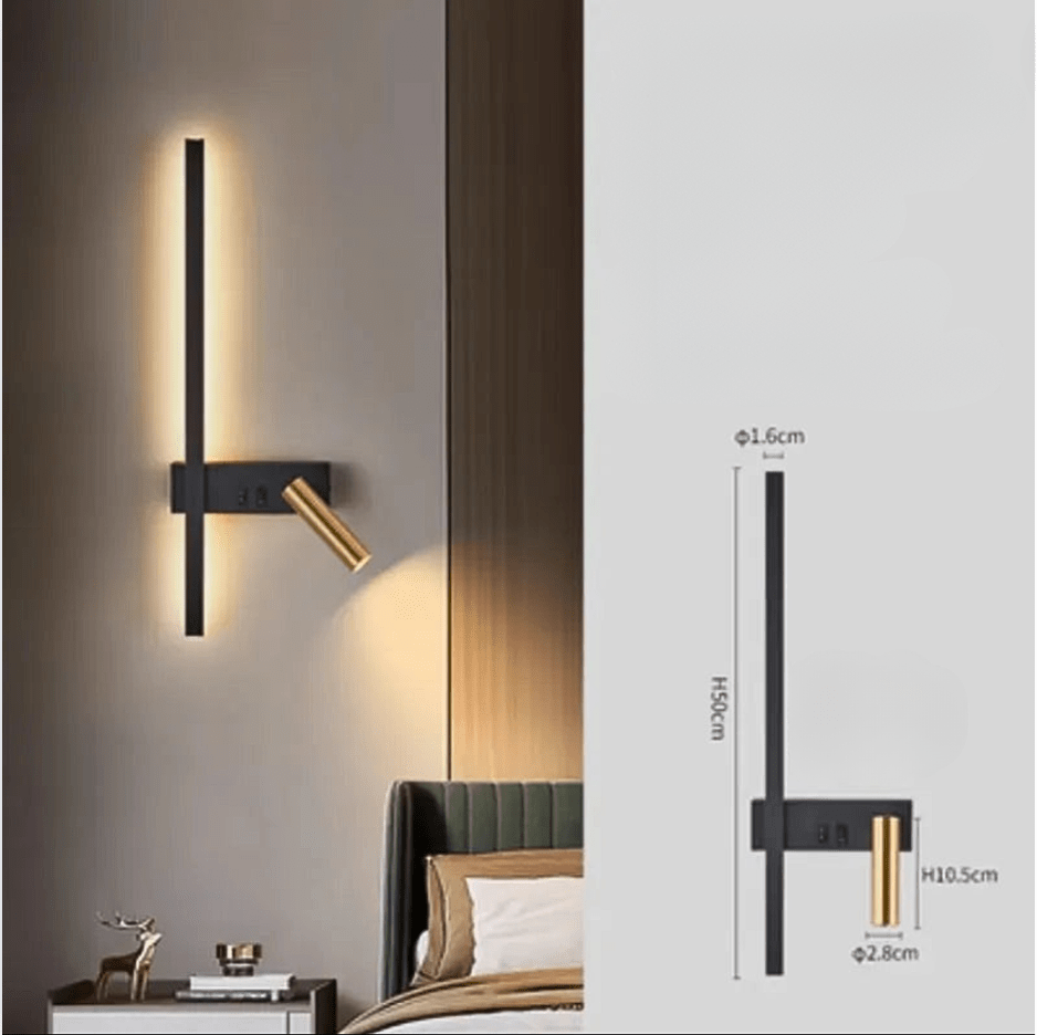 MODÈLE 2 GAUCHE / LUMIÈRE CHAUDE (2700-3500K) / NOIR Liseuse applique murale