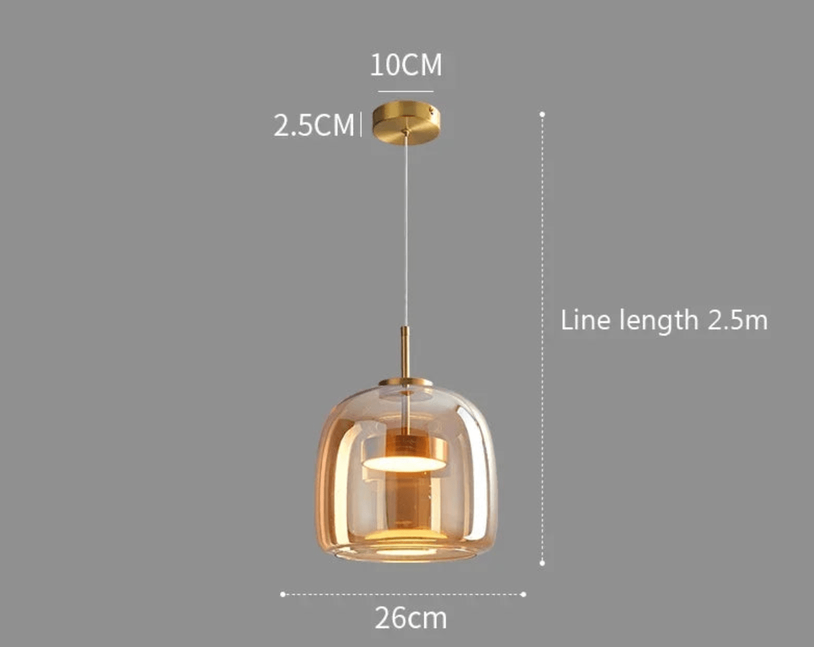 MODÈLE A / AMBRÉ / LUMIÈRE BLANCHE Lustres design en verre
