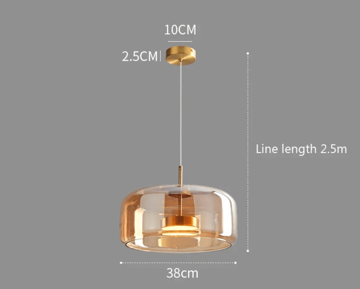 MODÈLE C / AMBRÉ / LUMIÈRE BLANCHE Lustres design en verre