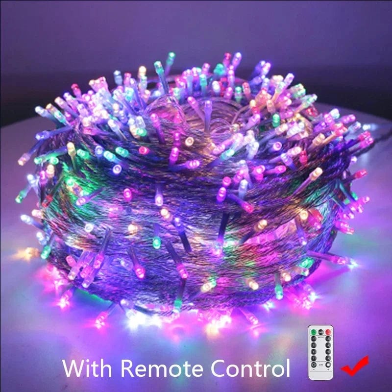 MULTICOLORE AVEC TÉLÉCOMMANDE / 20M 200 LED 220V PRISE Guirlande d'extérieur