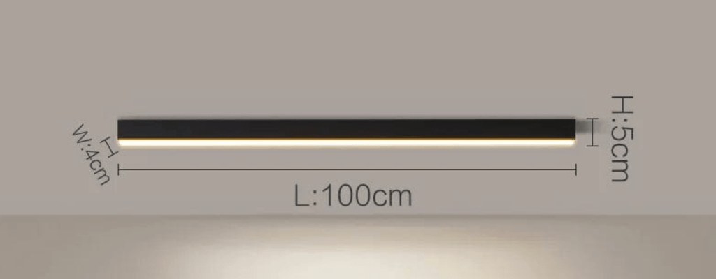 NOIR 100 CM / LUMIÈRE CHAUDE (3000K) Plafonnier barre led