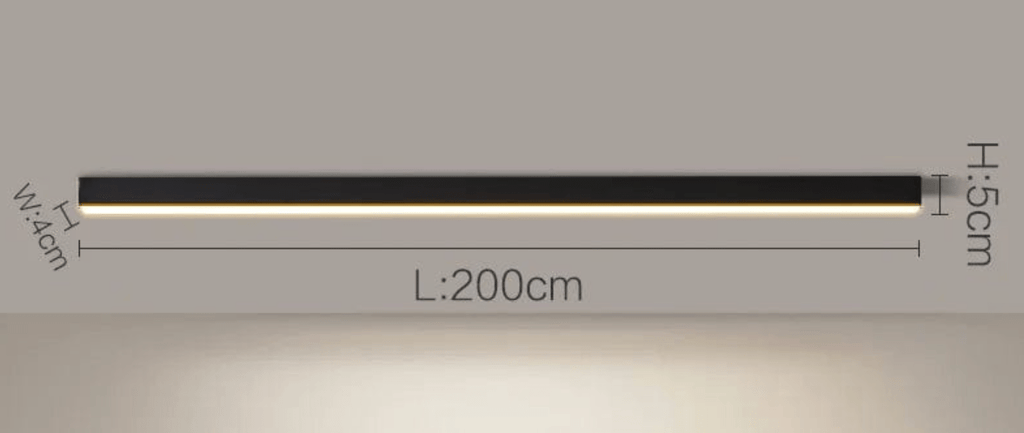 NOIR 200 CM / LUMIÈRE CHAUDE (3000K) Plafonnier barre led
