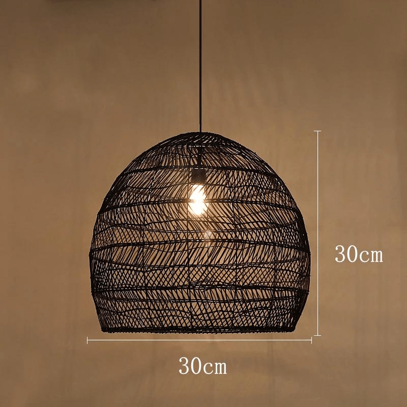 Noir 30cm Lustre rotin tressé