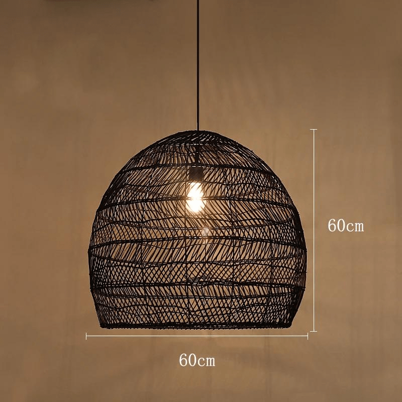 Noir 60cm Lustre rotin tressé