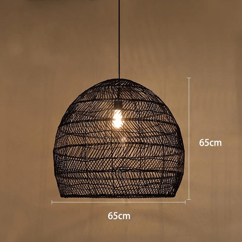 Noir 65cm Lustre rotin tressé