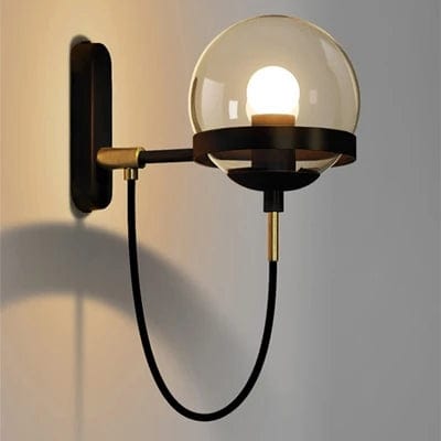 NOIR / AMBRE Applique globe boule de verre