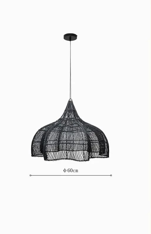 NOIR DIAMÈTRE  60 CM / LUMIÈRE FROIDE Lustre rotin grande taille