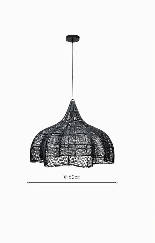 NOIR DIAMÈTRE  80 CM / LUMIÈRE FROIDE Lustre rotin grande taille